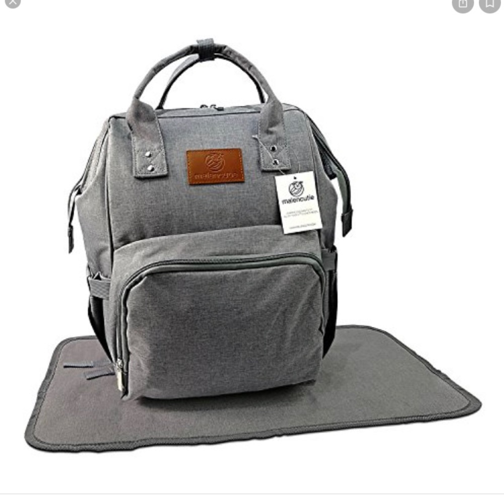 Grey Baby Backpack with Changing Mat - Stylish and Functional Easy care.